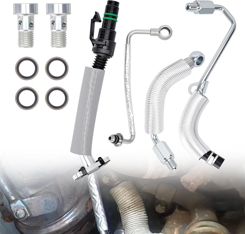 TEMSONE 1.4L Turbo Oil Return Drain Line & Oil Feed Pipe Tube Compatible with 2011-2015 Chevy Cruze, 2012-2020 Sonic, 2013-2018 Trax, 2013-2018 Buick Encore, Turbocharger Line Replace# 667-023 55587854 - Image 1